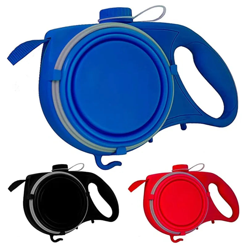 Multifunction Dog Leash with Water Bottle, Bowl & Waste Bag Dispenser