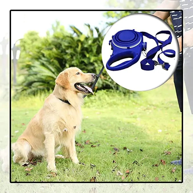 Multifunction Dog Leash with Water Bottle, Bowl & Waste Bag Dispenser