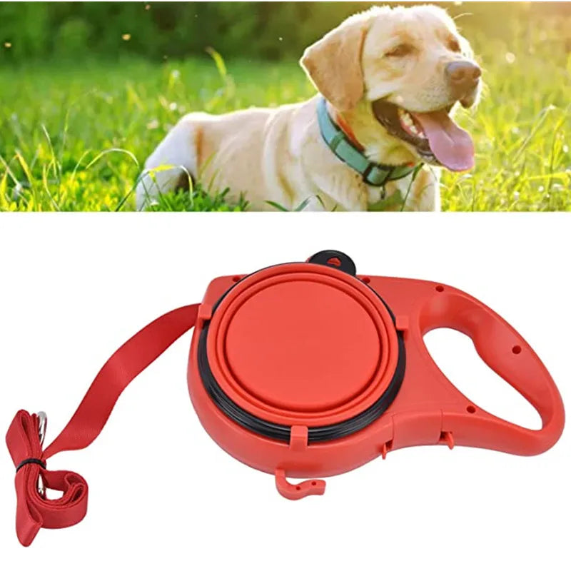 Multifunction Dog Leash with Water Bottle, Bowl & Waste Bag Dispenser