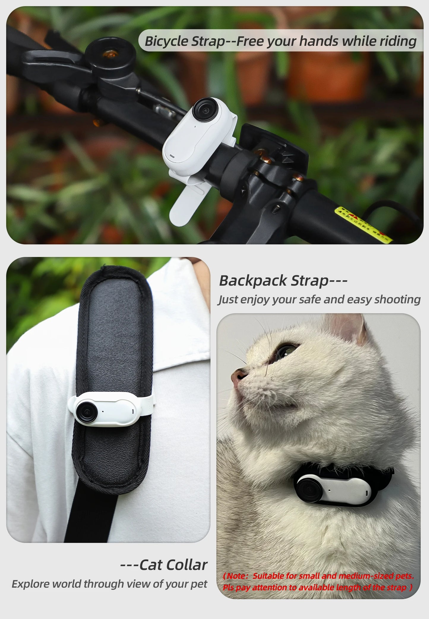 Adjustable Hand & Cat Wrist Strap for Insta360 GO 3/GO 3S – Secure Camera Mount