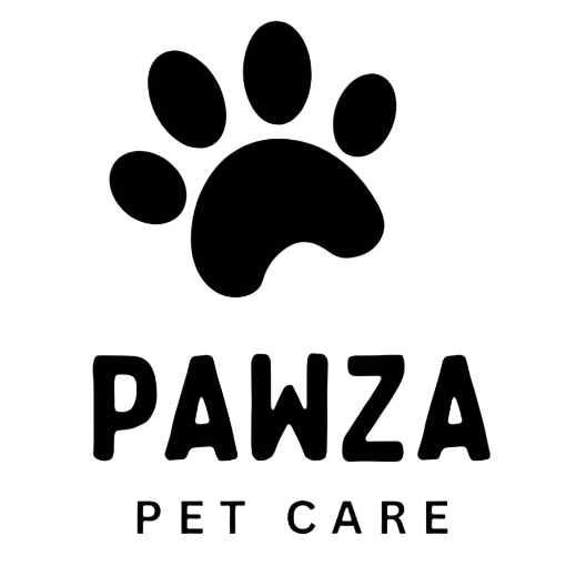 Logo of Pawza pet store, featuring a single paw print above the store name in a bold and friendly font.